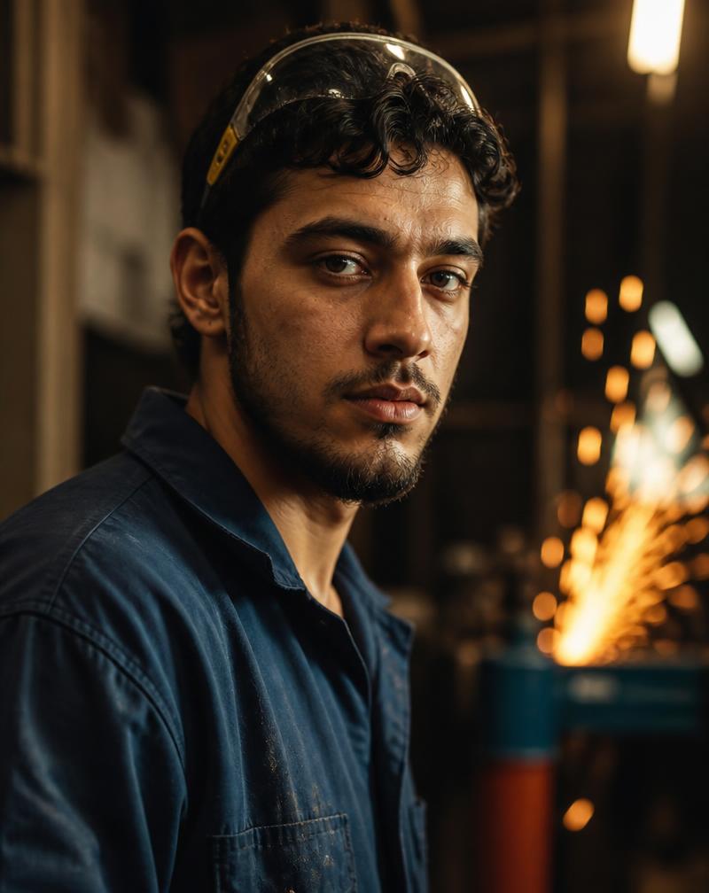 A young adult in a training workshop